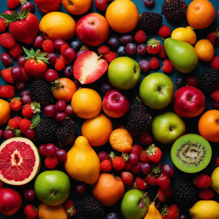 An image showcasing a diverse array of vibrant, luscious fruits, bursting with colors and shapes, grown from saved seeds