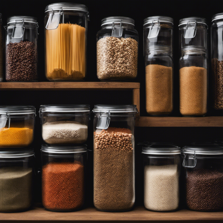 An image showcasing a well-organized seed storage system with labeled, airtight containers