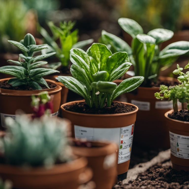 An image showcasing a variety of potted plants surrounded by different types of moisture meters, each displaying vibrant colors and distinct features
